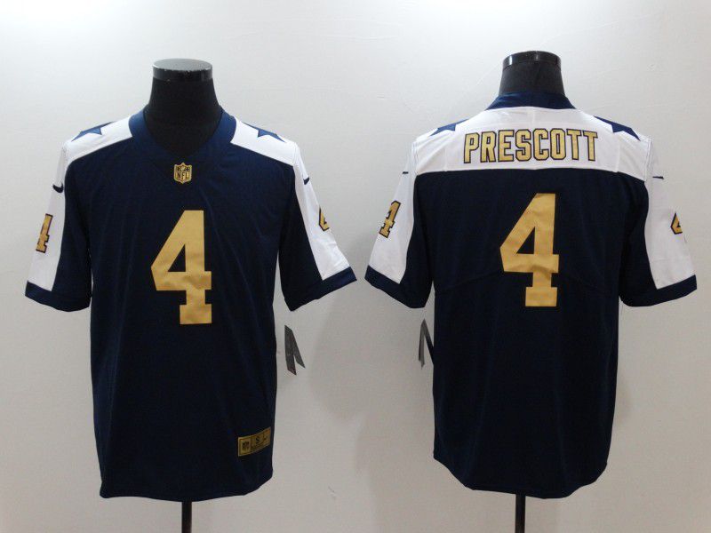 Men Dallas Cowboys #4 Dak Prescott Blue Gold Letter Rush Nike Vapor Untouchable Limited NFL Jerseys->dallas cowboys->NFL Jersey
